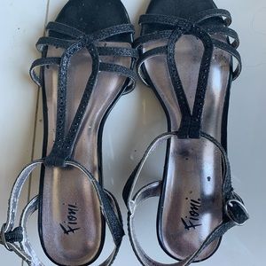 Fioni Black Heels with Adjustable Strap
